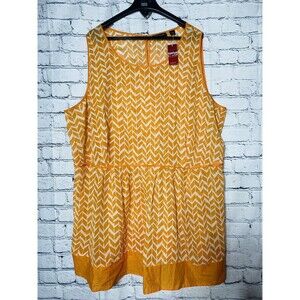 Avenue Women's Sleeveless Top Orange/White Scoop Neck Plus Size 30/32